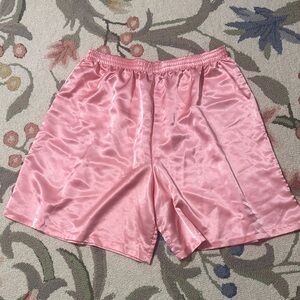 Maggie Sweet Vintage Pink Women's Satin Shorts, sleep, lounge, PJs, USA, 1X